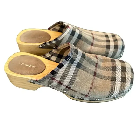 Burberry wooden clogs on sale